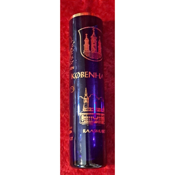 Vintage Kobenhavn Holmegaard Royal Copenhagen Cobalt Blue Gold Vase Souvenir - Picture 9 of 9